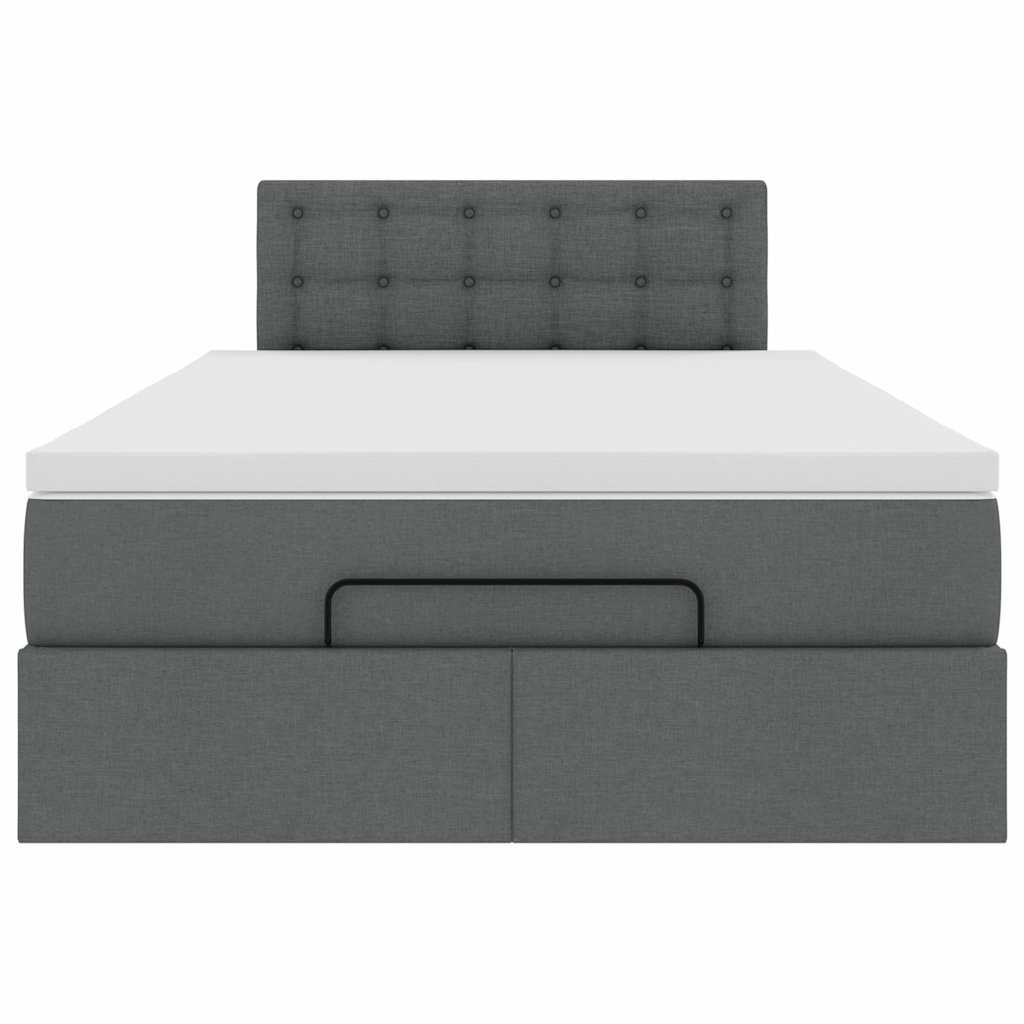 Ottomane Bett mit Matratze & LEDs Dunkelgrau 120x200 cm Stoff