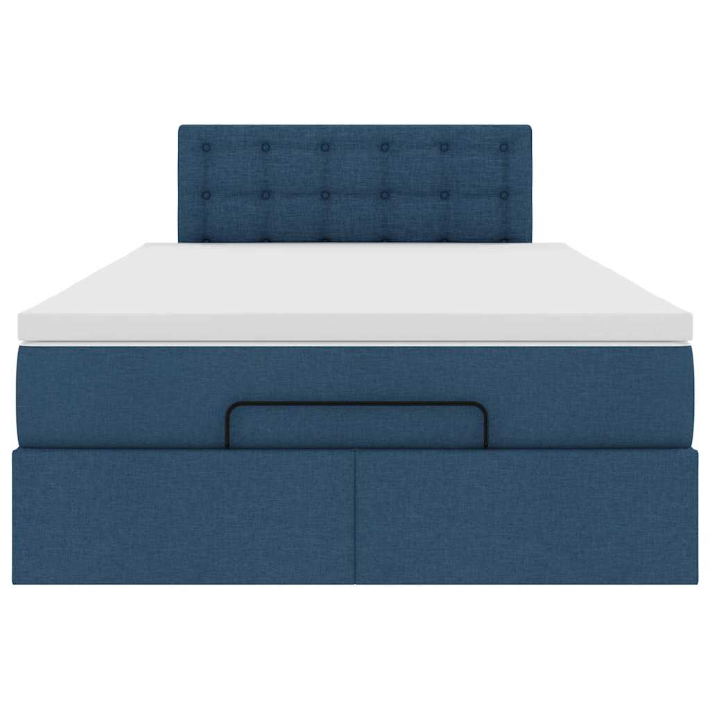 Ottomane Bett mit Matratze & LEDs Blau 120x200 cm Stoff