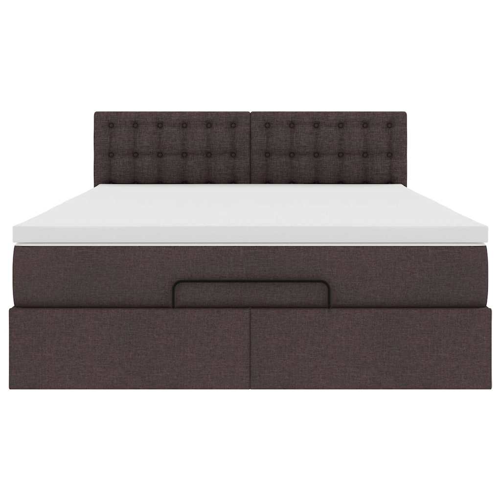 Ottomanische Bett mit Matratze & LEDs Dunkelbraun 140x190 cm