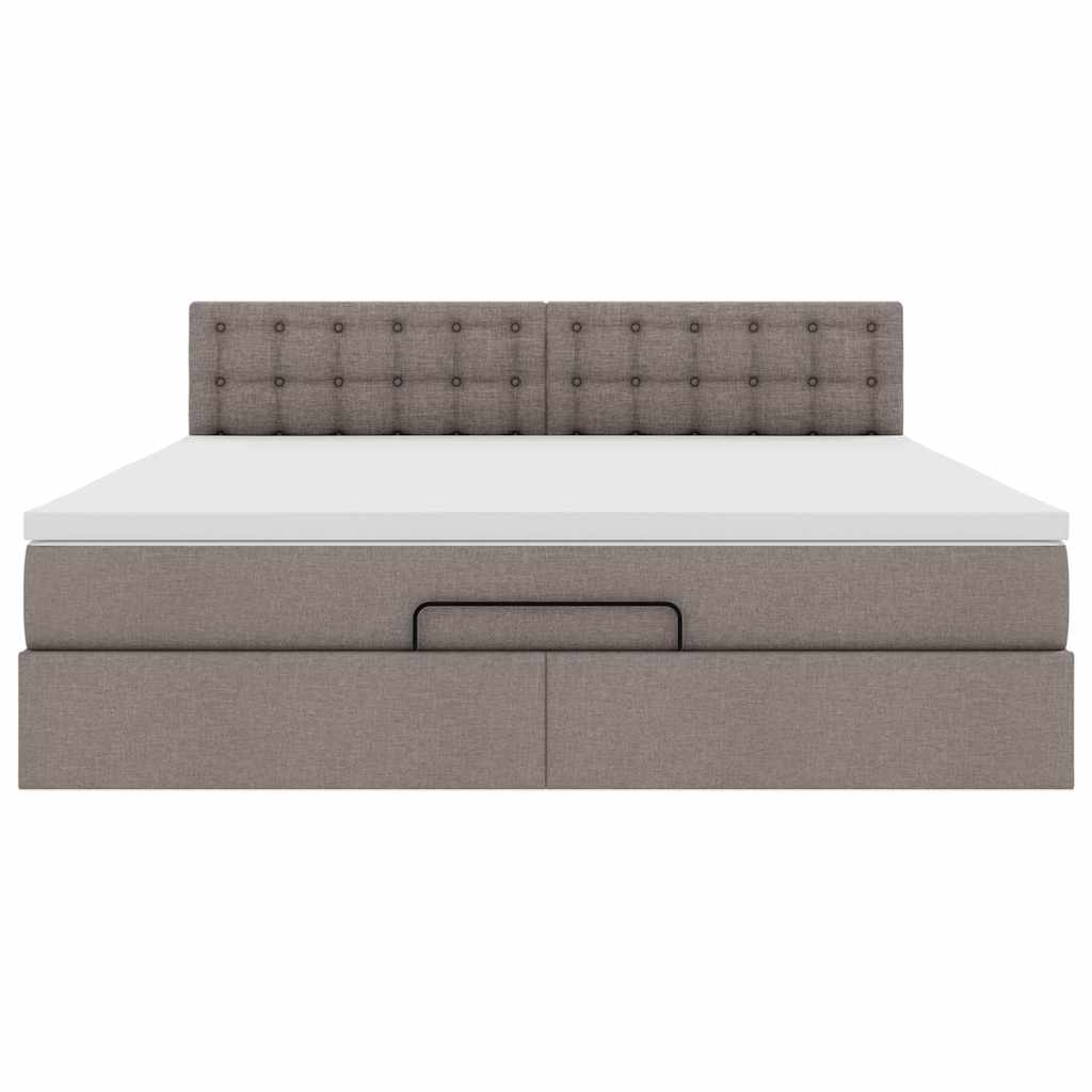 Ottomane Bett mit Matratze & LEDs Taupe 180x200 cm Stoff