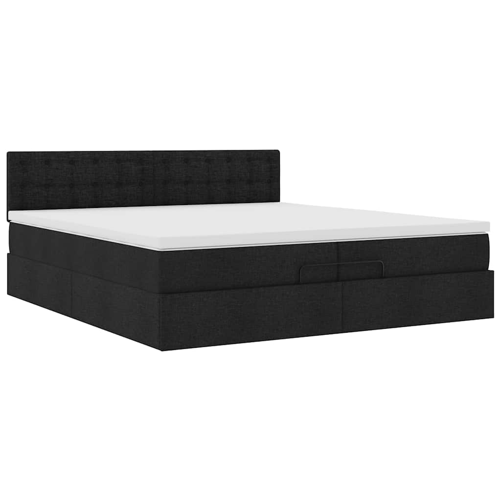 Ottoman-Bett mit Matratzen & LEDs Schwarz 200x200 cm Stoff