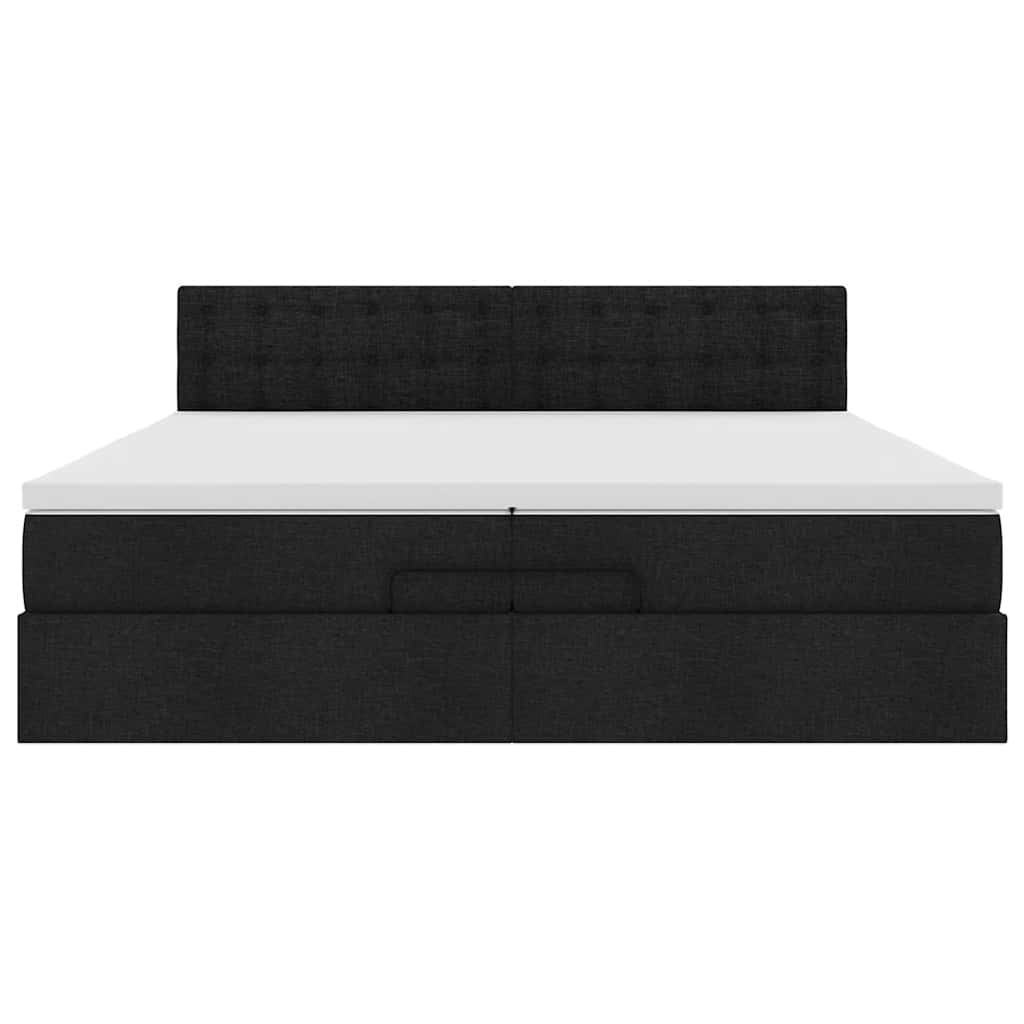 Ottoman-Bett mit Matratzen & LEDs Schwarz 200x200 cm Stoff