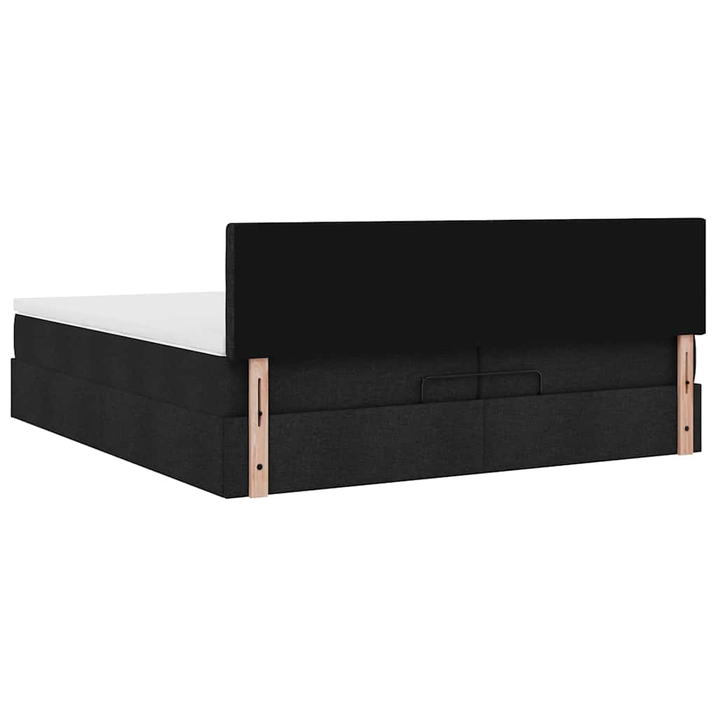 Ottoman-Bett mit Matratzen & LEDs Schwarz 200x200 cm Stoff
