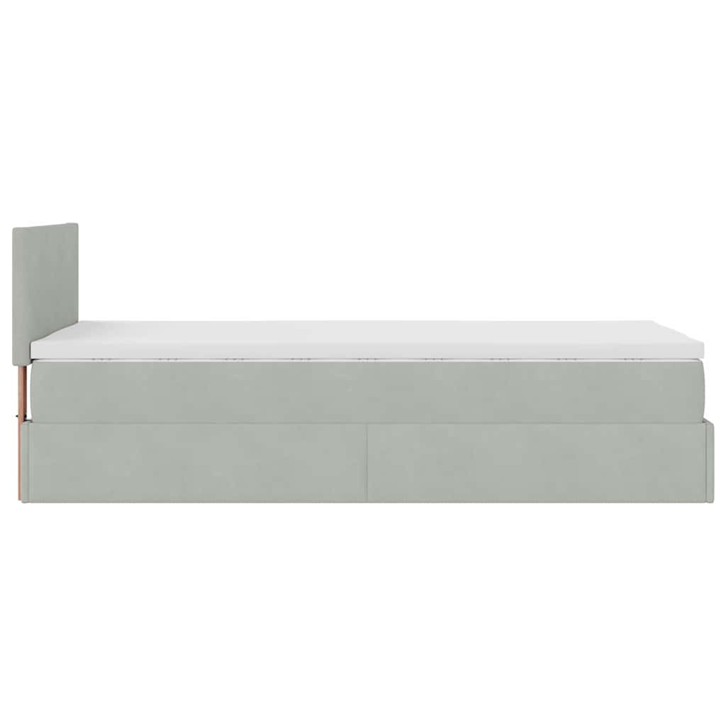 Ottoman-Bett mit Matratze & LEDs Hellgrau 80x200 cm Samt