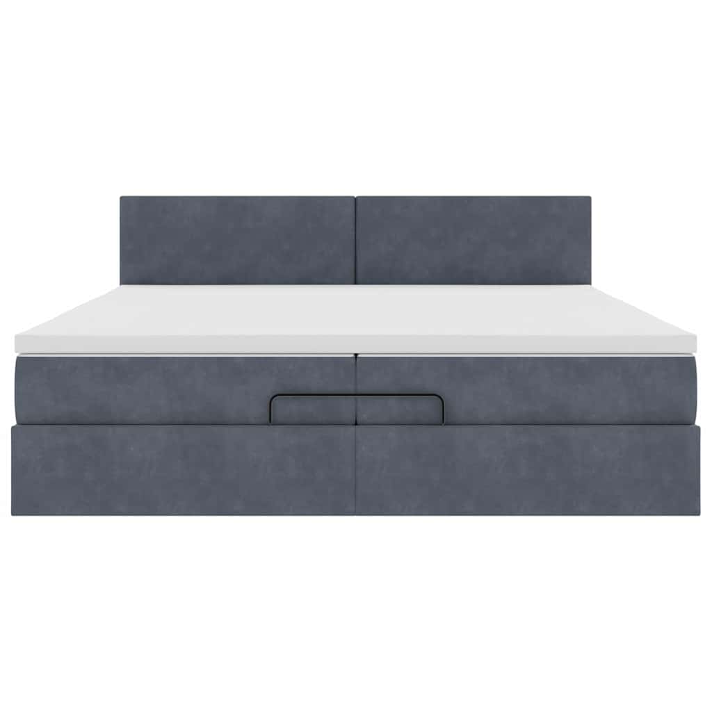 Ottoman-Bett mit Matratzen & LEDs Dunkelgrau 200x200 cm Samt