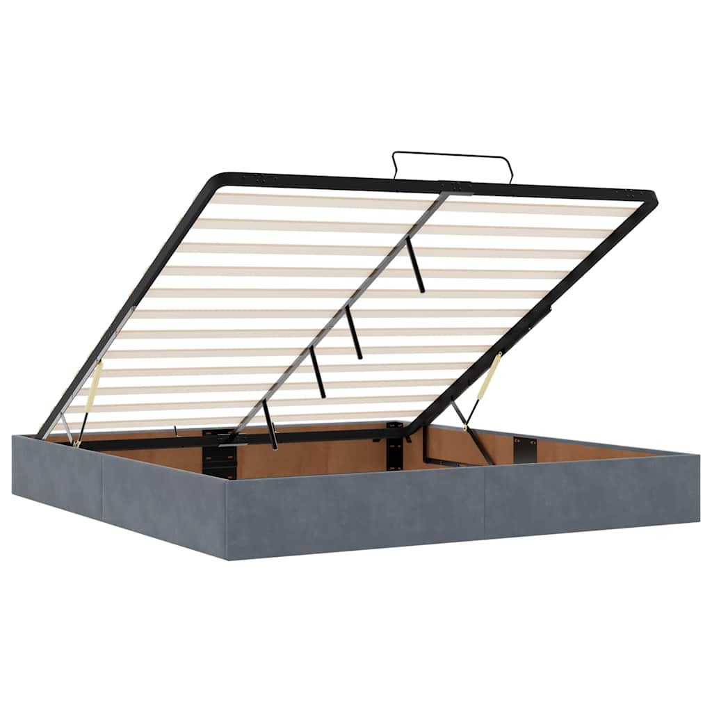 Ottoman-Bett mit Matratzen & LEDs Dunkelgrau 200x200 cm Samt