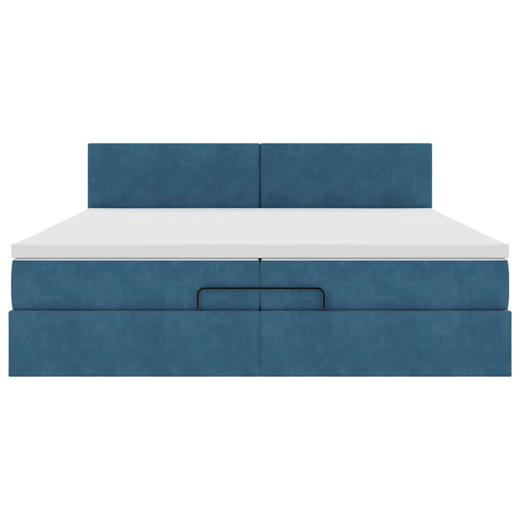 Ottoman-Bett mit Matratzen & LED Dunkelblau 200x200 cm Samt