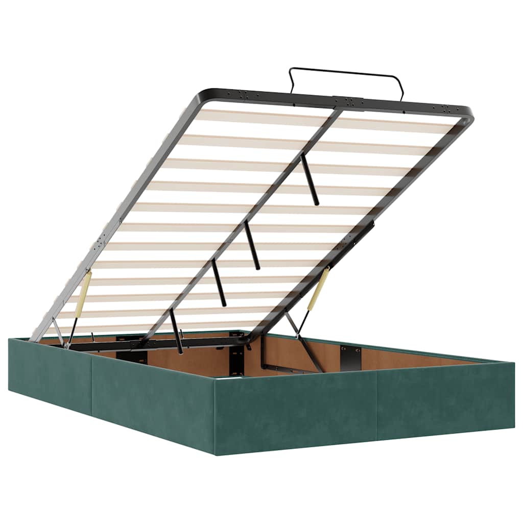 Ottoman-Bett mit Matratze & LEDs Dunkelgrün 120x200 cm Samt