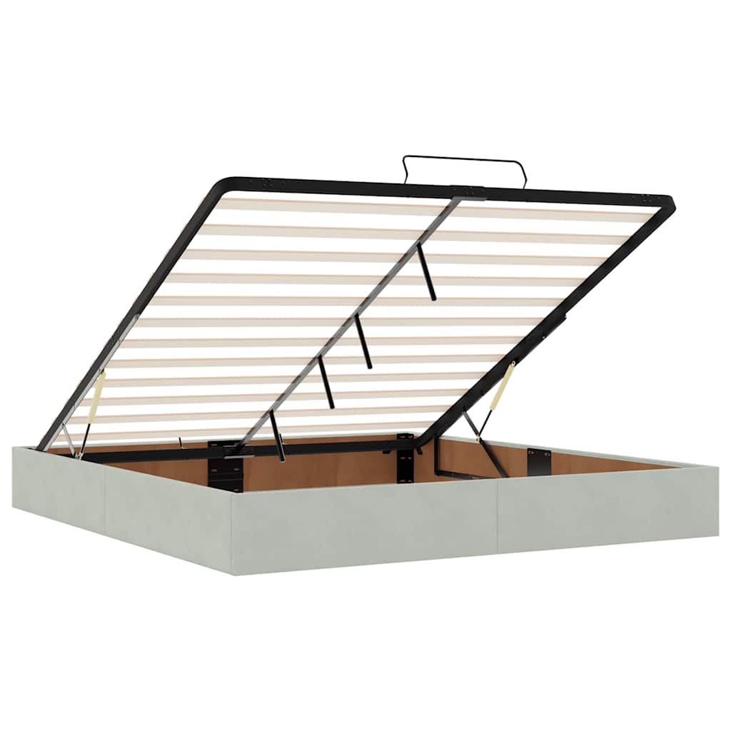 Ottoman-Bett mit Matratze & LEDs Hellgrau 160x200 cm Samt