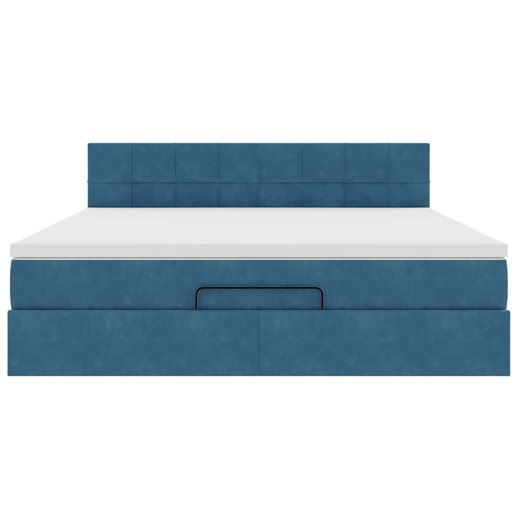 Ottoman-Bett mit Matratzen & LED Dunkelblau 200x200 cm Samt