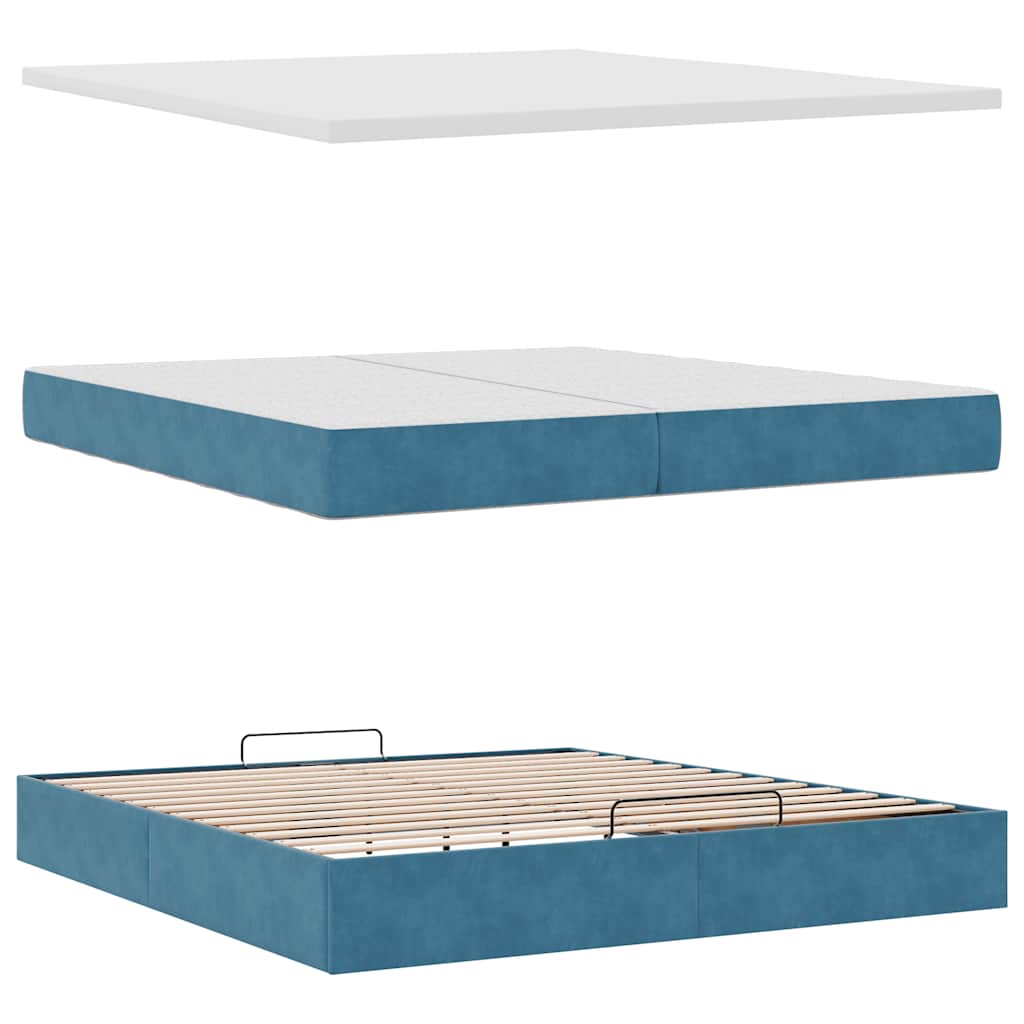 Ottoman-Bett mit Matratzen & LED Dunkelblau 200x200 cm Samt