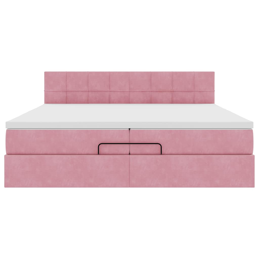 Ottoman-Bett mit Matratzen & LEDs Rosa 200x200 cm Samt