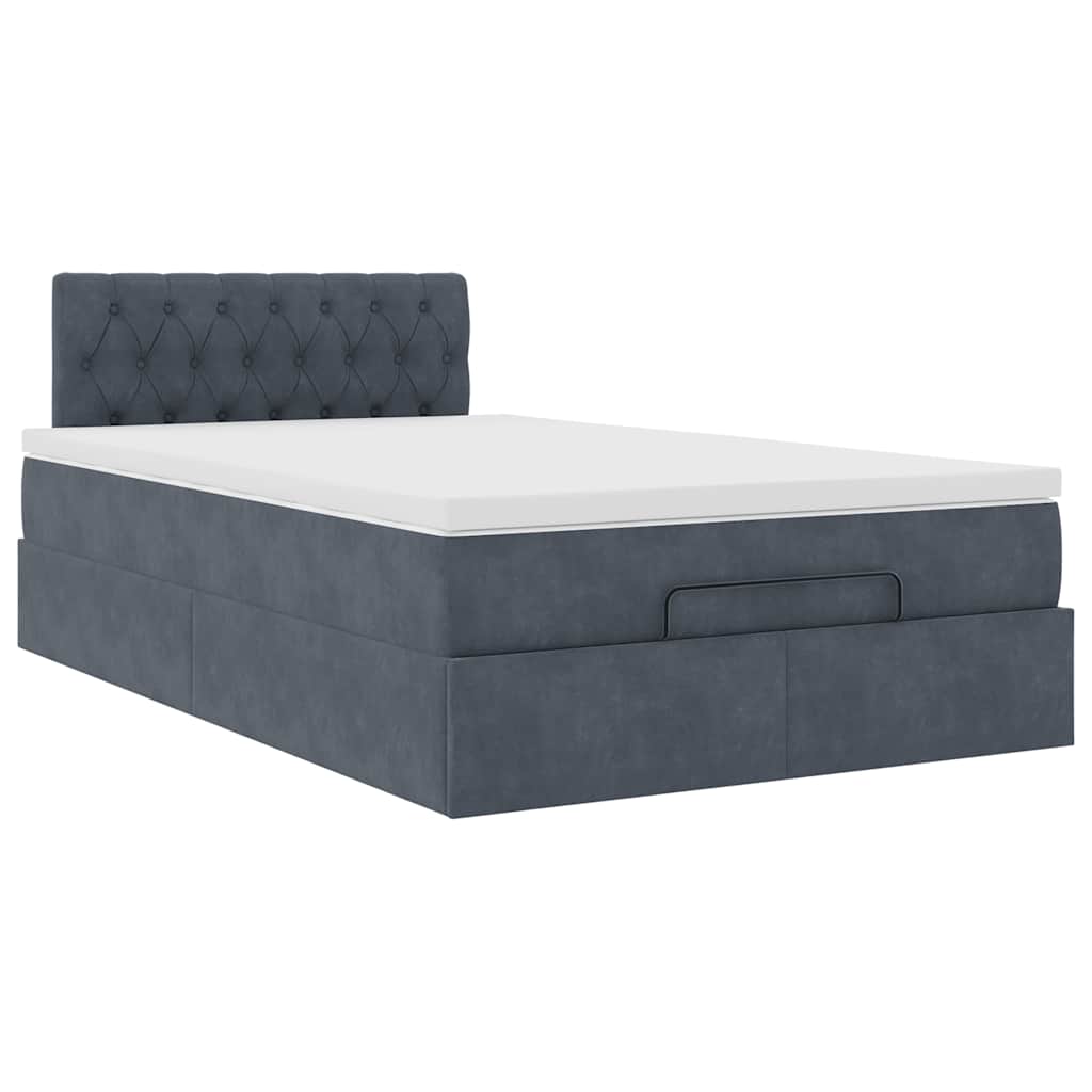 Ottomane Bett mit Matratze & LEDs Dunkelgrau 120x190 cm Samt