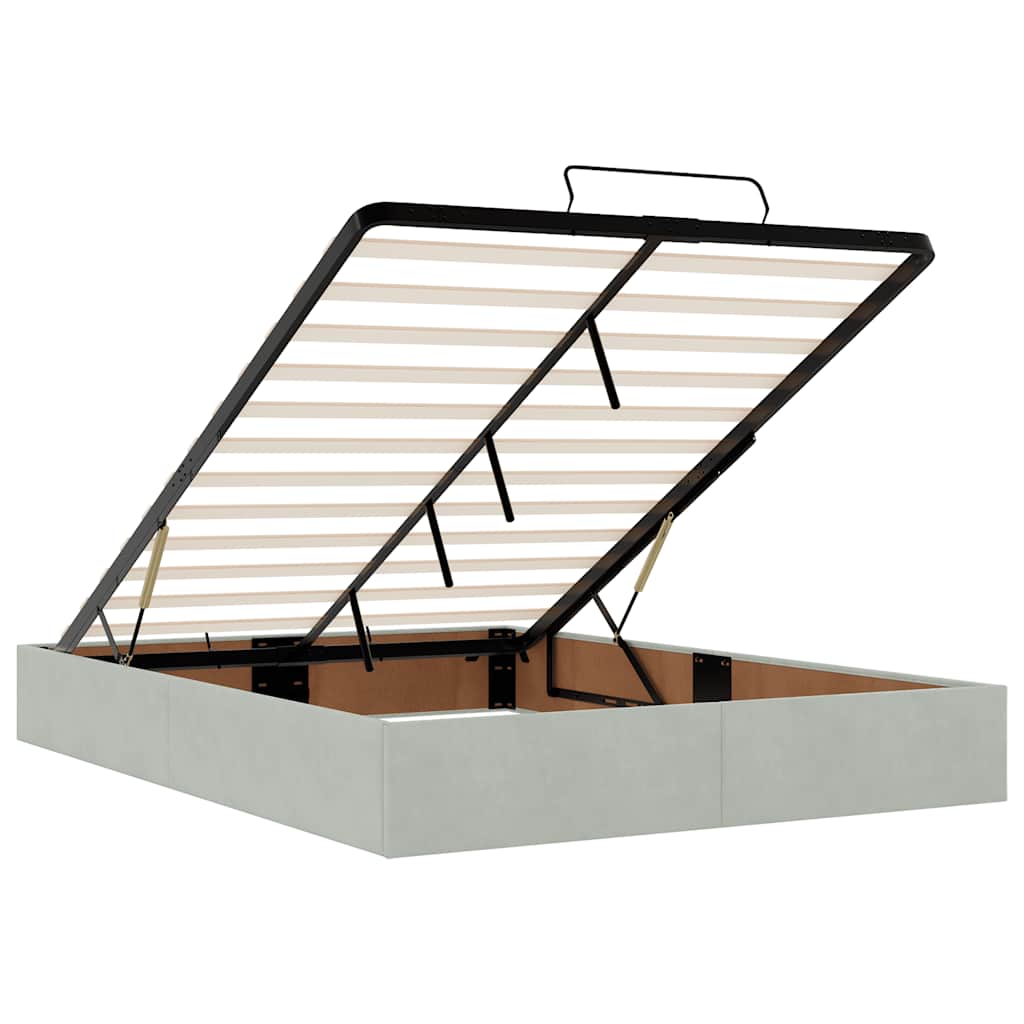 Ottoman-Bett mit Matratze & LEDs Hellgrau 140x190 cm Samt