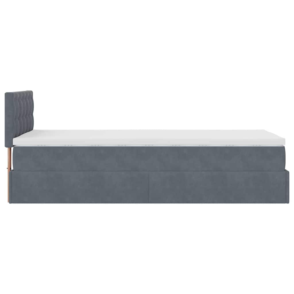Lit ottoman avec matelas et LED gris foncé 100x200 cm velours