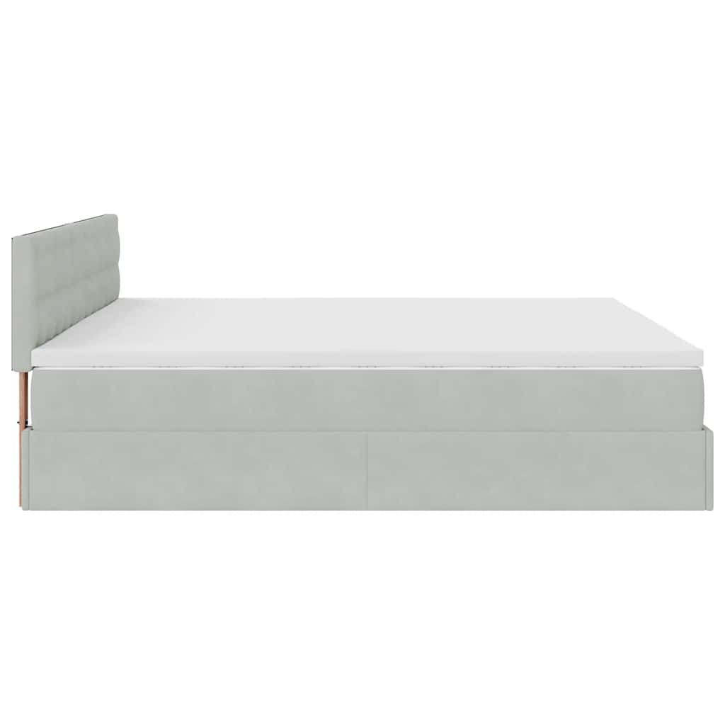 Lit ottoman avec matelas et LED gris clair 180x200 cm velours