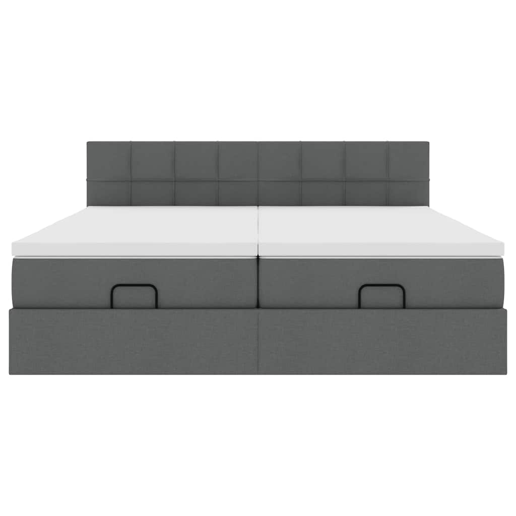 Ottoman-Bett mit Matratzen & LEDs Dunkelgrau 180x200 cm Stoff