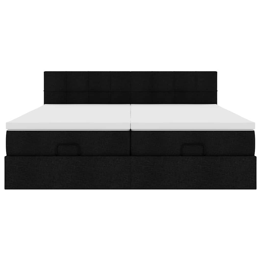 Ottoman-Bett mit Matratzen & LEDs Schwarz 200x200 cm Stoff