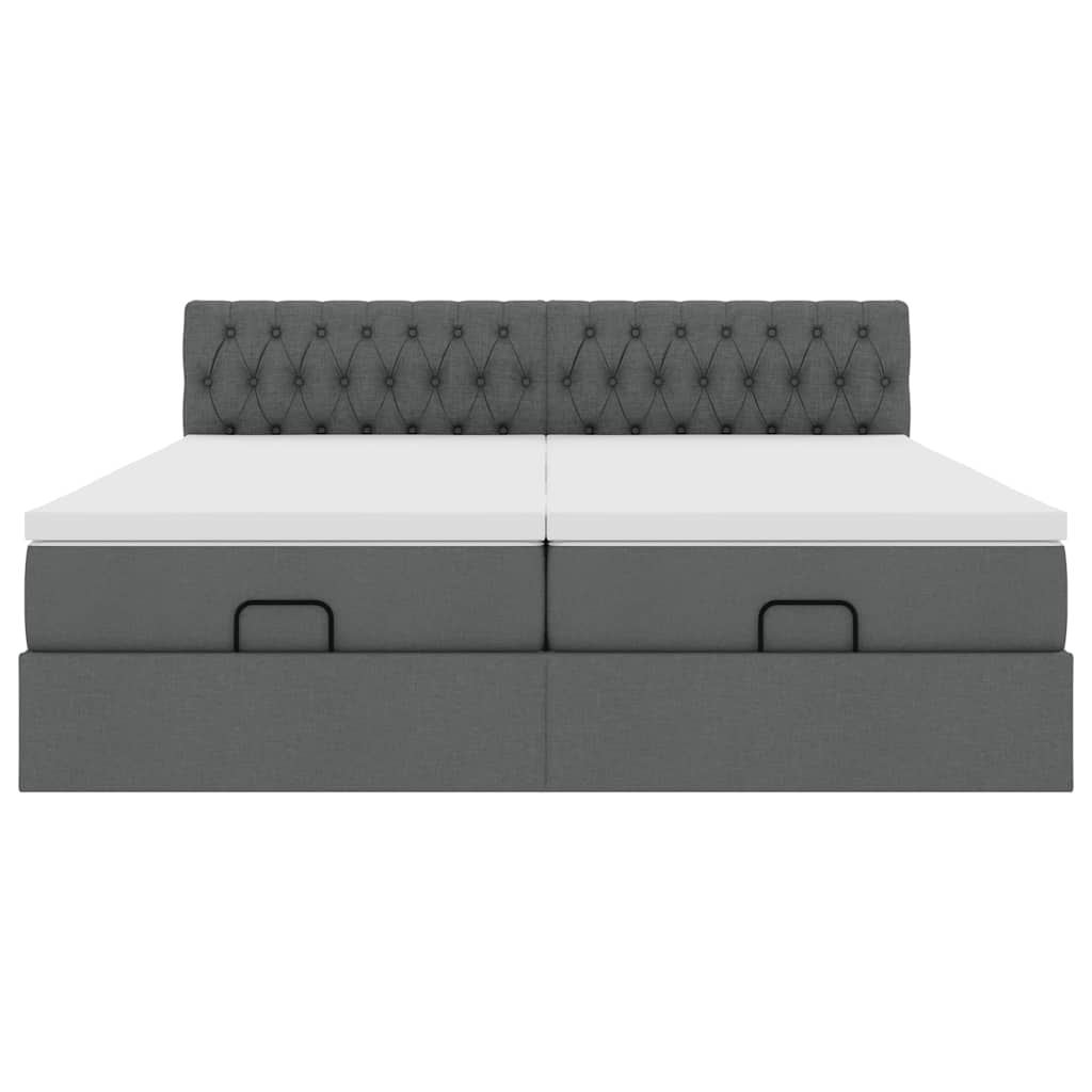 Ottoman-Bett mit Matratzen & LEDs Dunkelgrau 180x200 cm Stoff