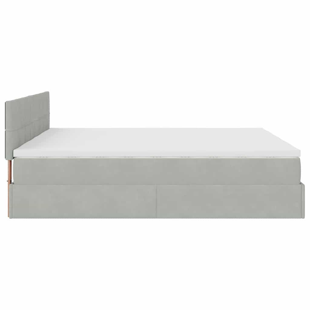Ottoman-Bett mit Matratzen & LEDs Hellgrau 160x200 cm Samt