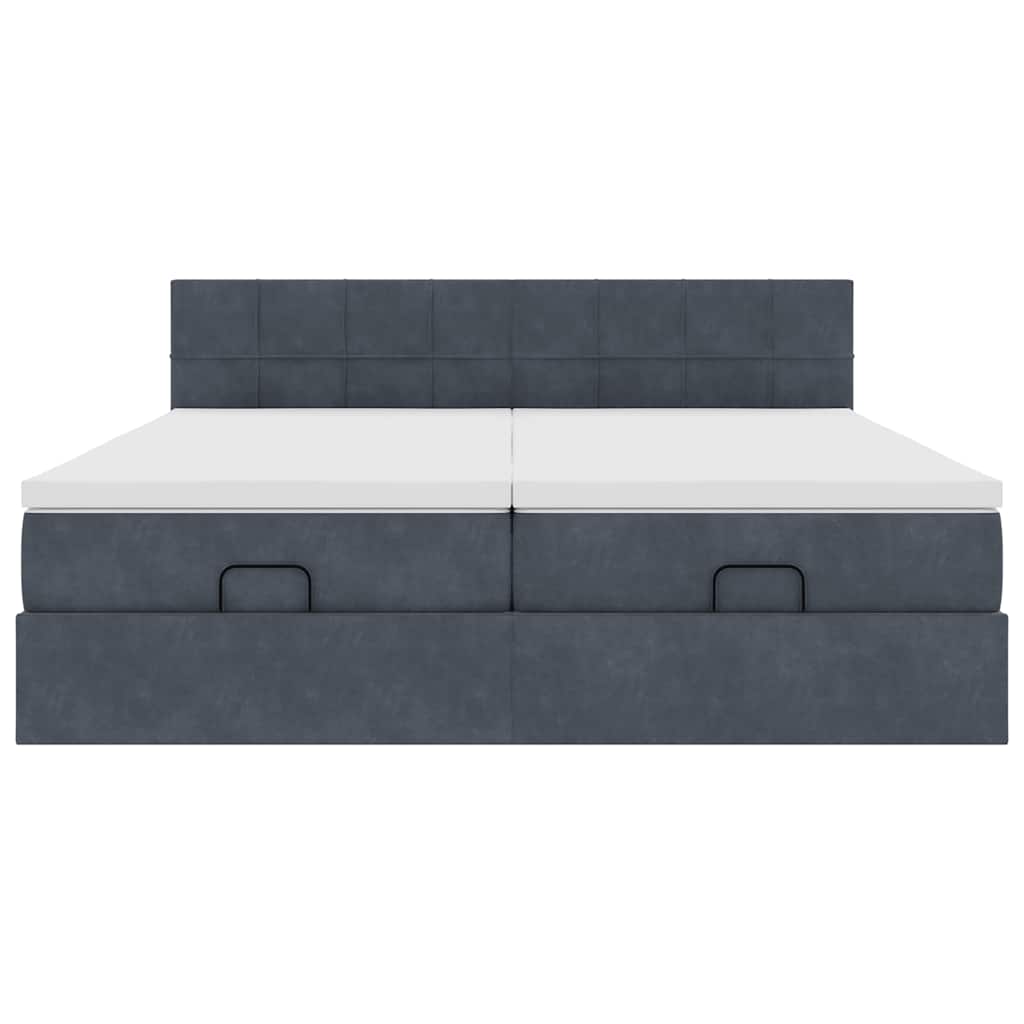 Ottoman-Bett mit Matratzen & LEDs Dunkelgrau 200x200 cm Samt