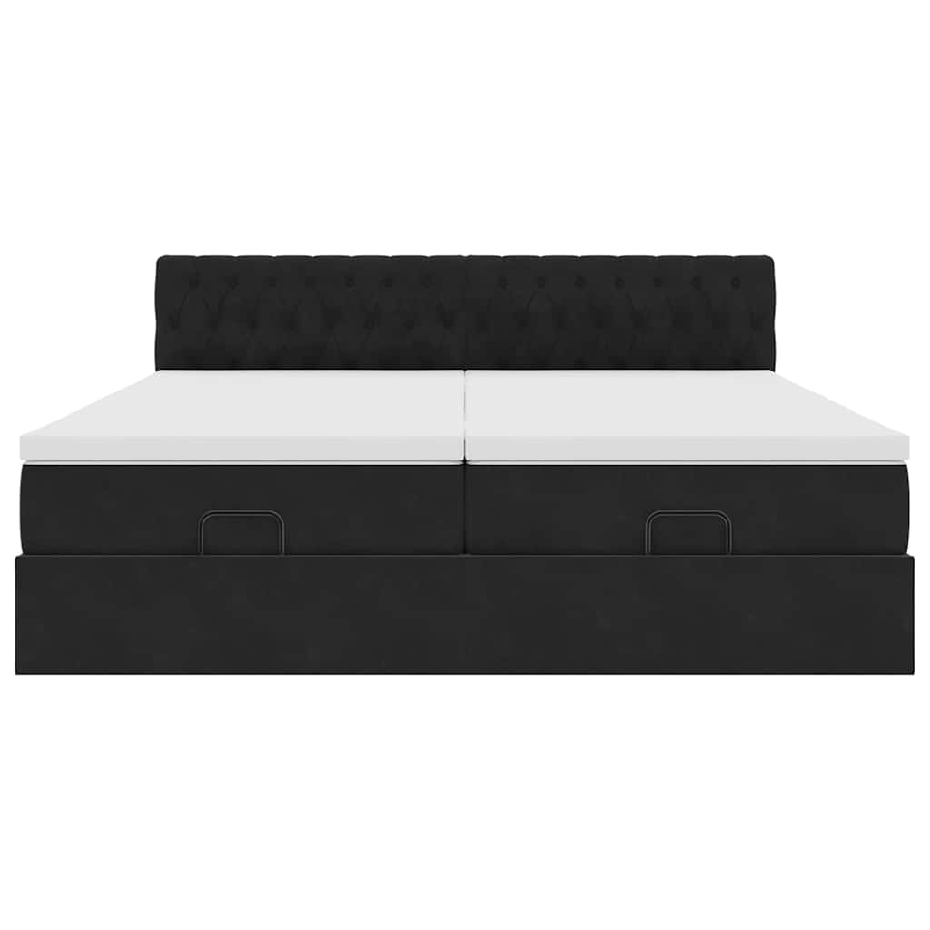 Ottoman-Bett mit Matratzen & LEDs Schwarz 160x200 cm Samt