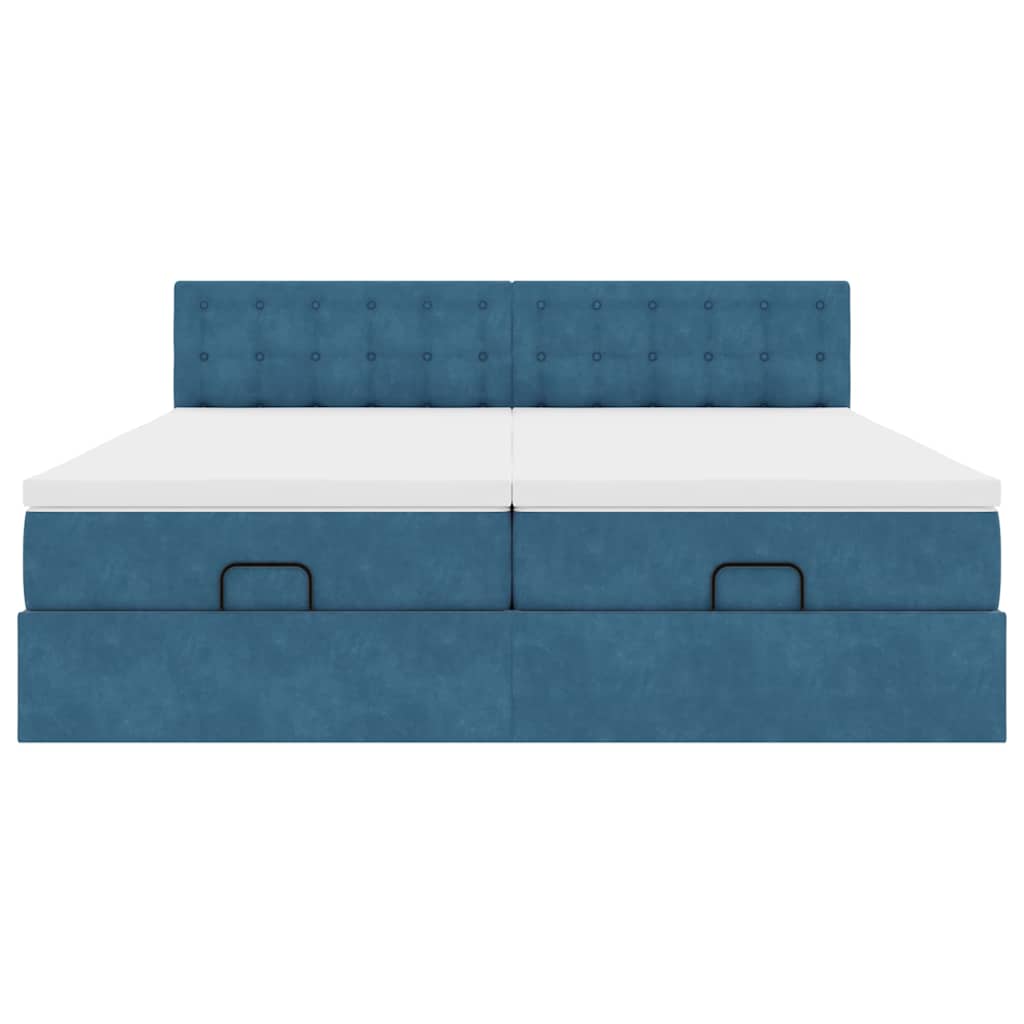 Ottoman-Bett mit Matratzen & LEDs Dunkelblau 180x200 cm Samt