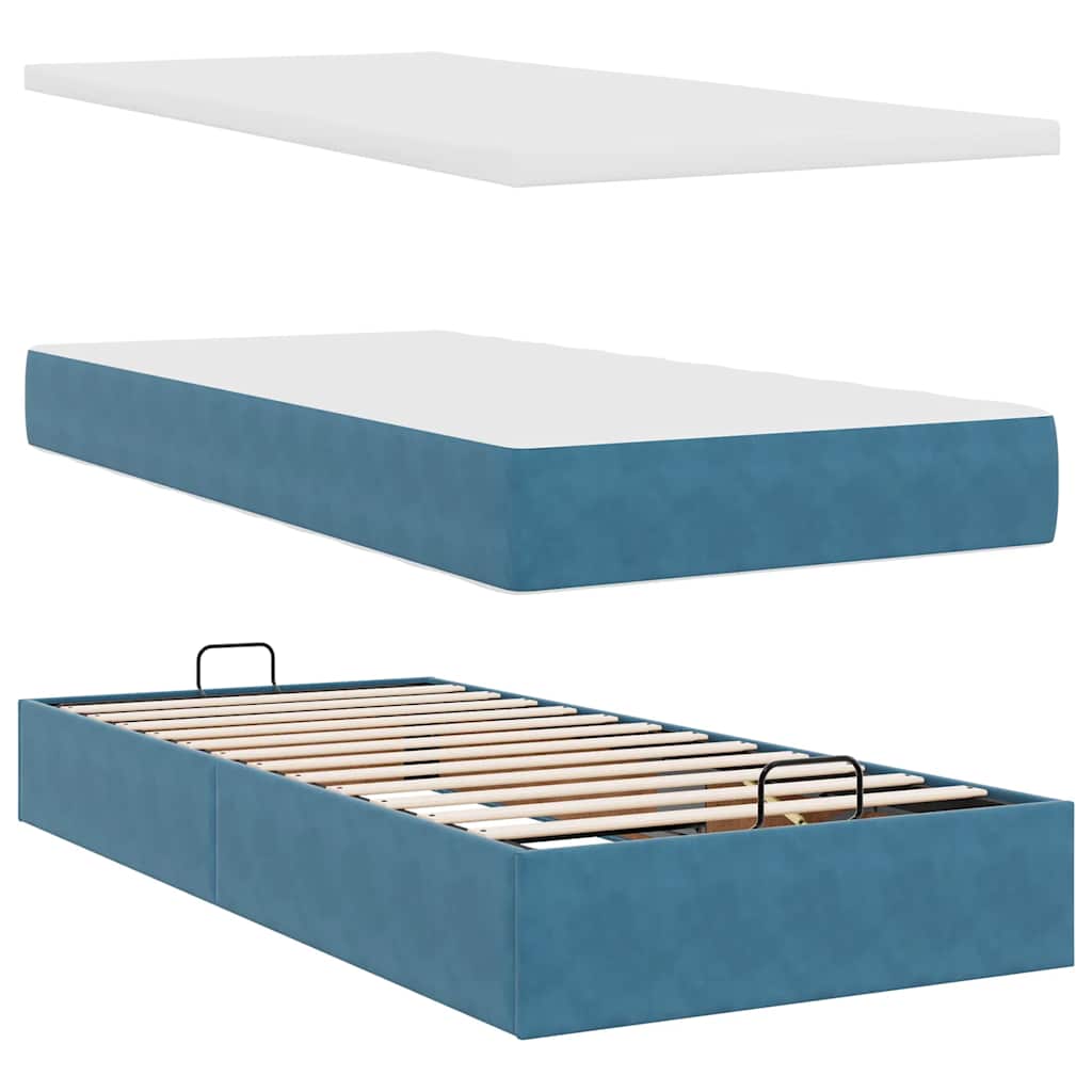 Ottoman-Bett mit Matratzen & LED Dunkelblau 200x200 cm Samt