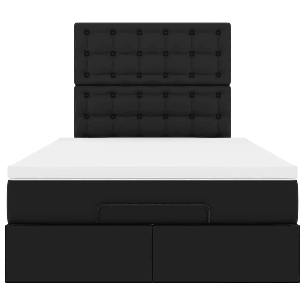 Ottoman-Bett mit Matratze Schwarz 120x190 cm Kunstleder