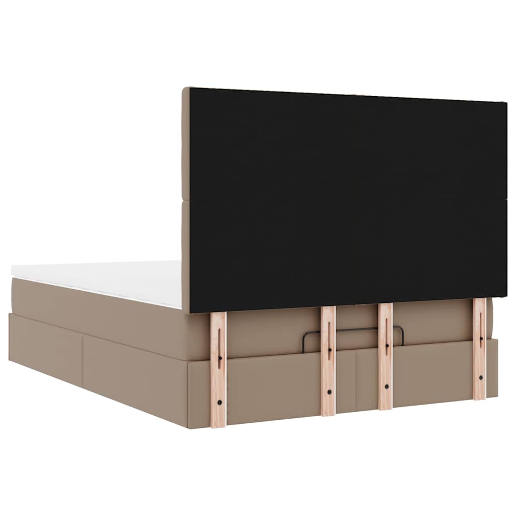 Ottoman-Bett mit Matratze Cappuccino-Braun 140x200cm Kunstleder