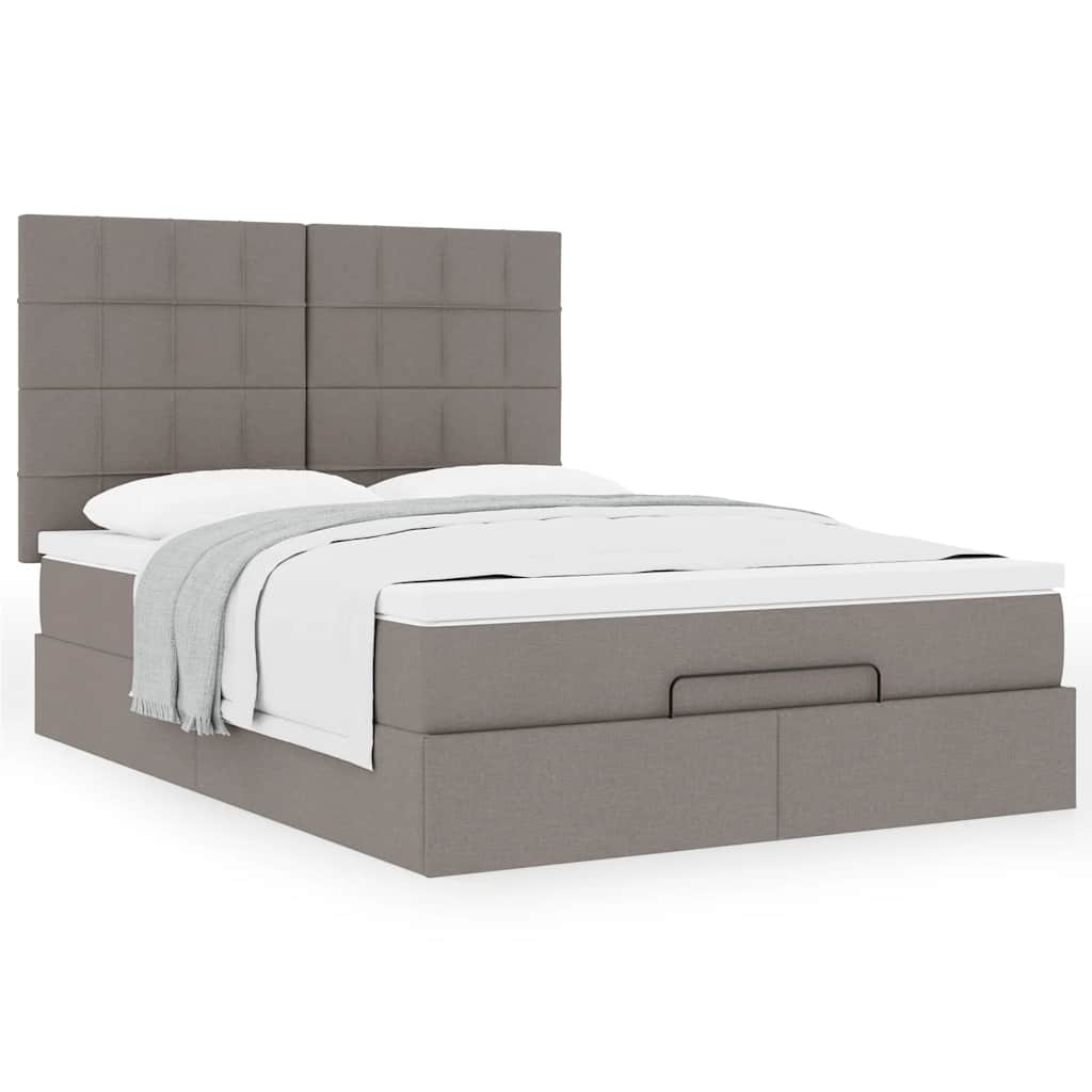 Ottoman-Bett mit Matratze Taupe 140x200 cm Stoff