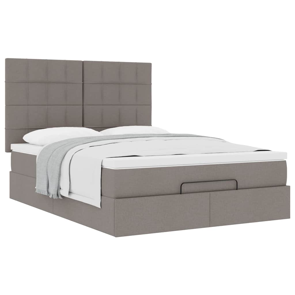 Ottoman-Bett mit Matratze Taupe 140x200 cm Stoff