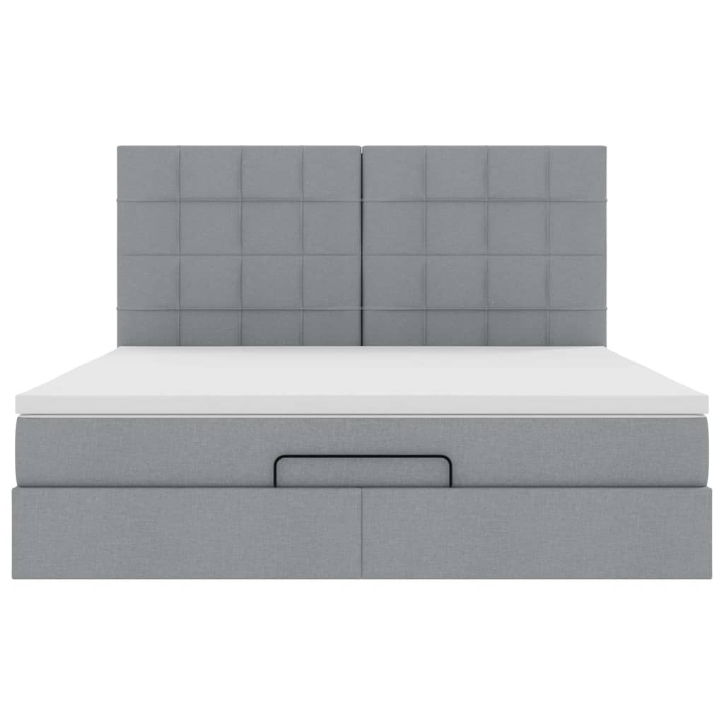 Ottoman-Bett mit Matratze Hellgrau 180x200 cm Stoff
