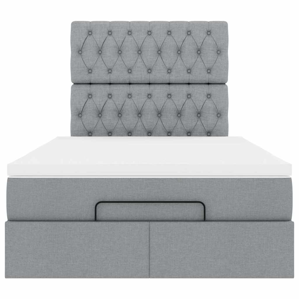 Lit ottoman avec matelas en tissu gris clair 120x200 cm