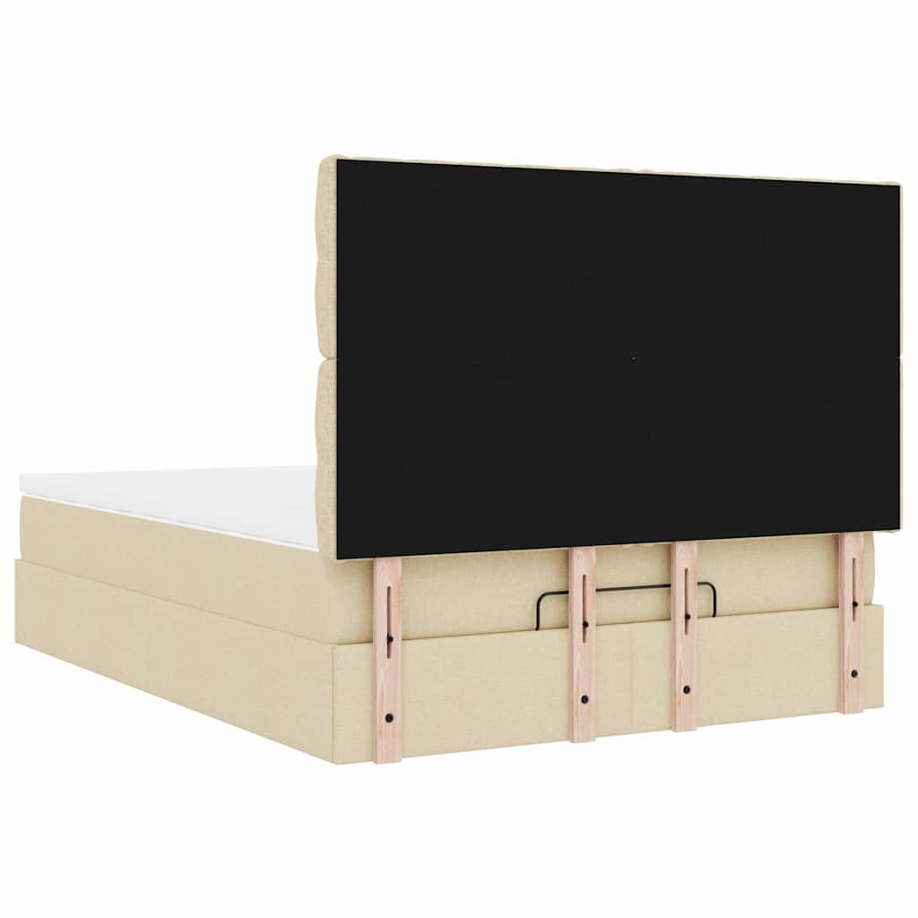 Lit ottoman avec matelas en tissu crème 140x200 cm