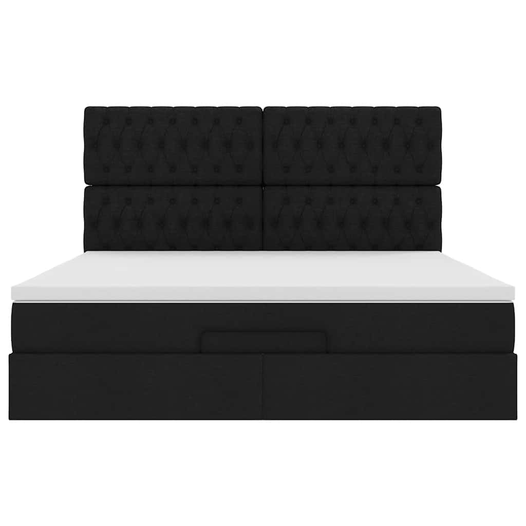 Ottoman-Bett mit Matratze Schwarz 180x200 cm Stoff