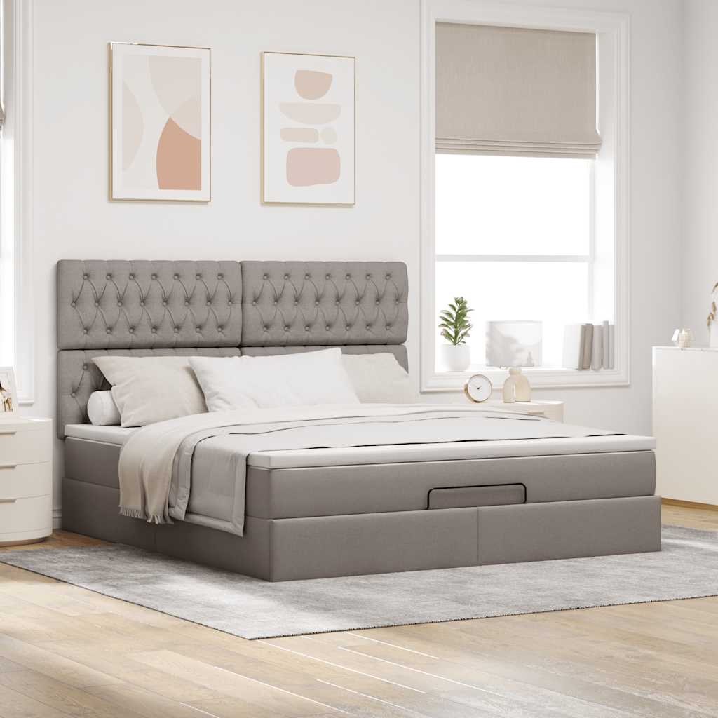 Ottoman-Bett mit Matratze Taupe 180x200 cm Stoff