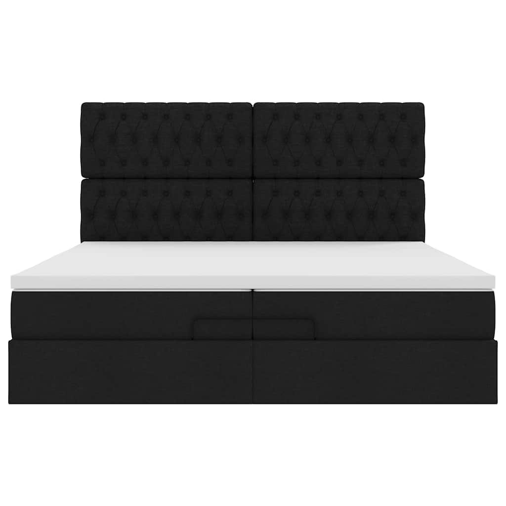 Ottoman-Bett mit Matratzen Schwarz 200x200 cm Stoff