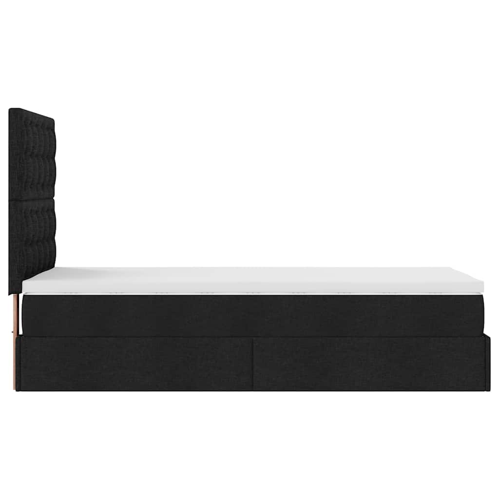 Ottoman bed with mattress black 90x200 cm fabric