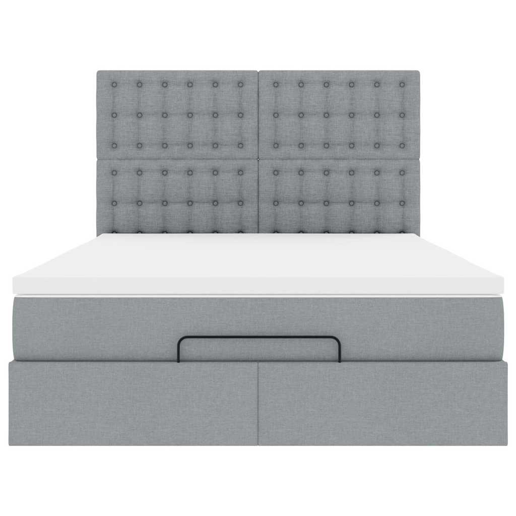 Ottoman-Bett mit Matratze Hellgrau 140x190 cm Stoff