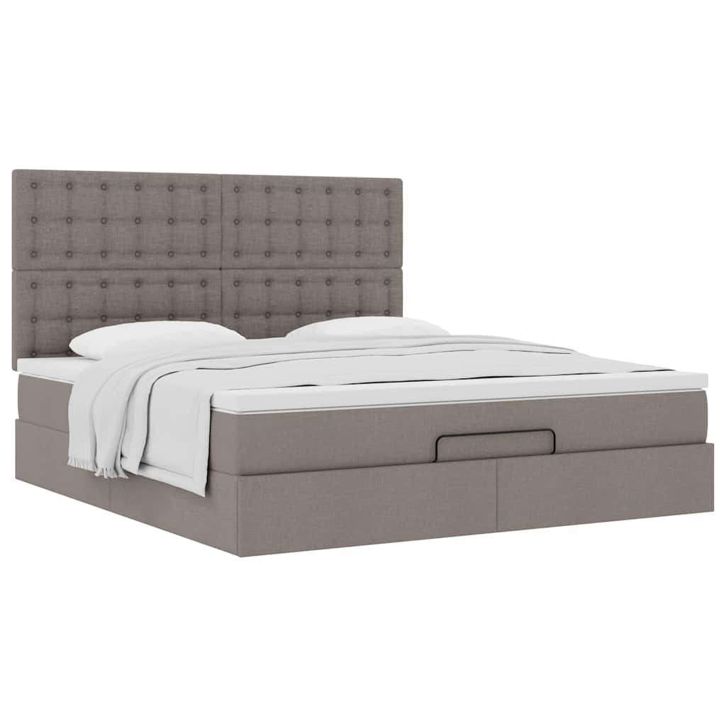 Ottoman-Bett mit Matratze Taupe 180x200 cm Stoff