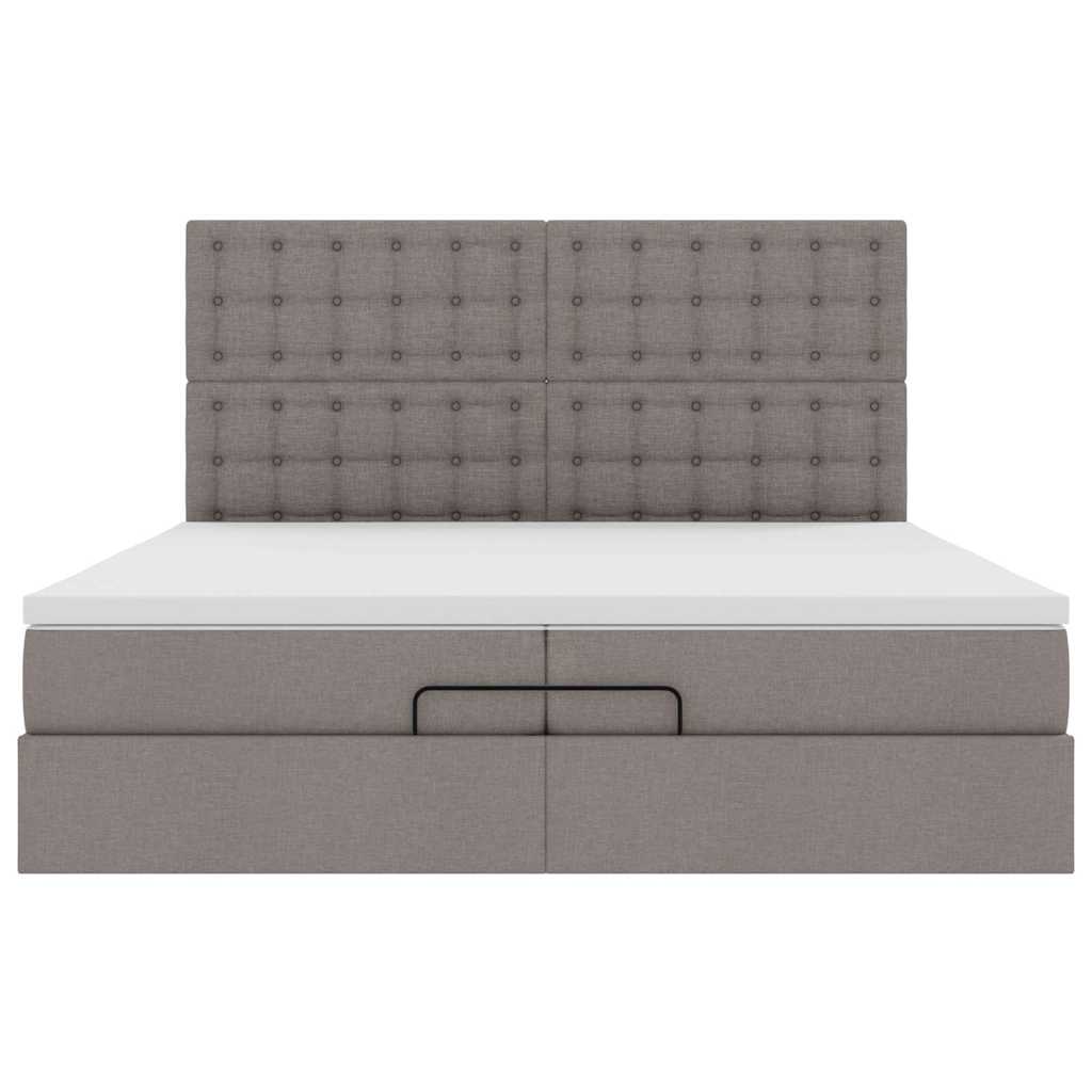Ottoman-Bett mit Matratzen Taupe 200x200 cm Stoff