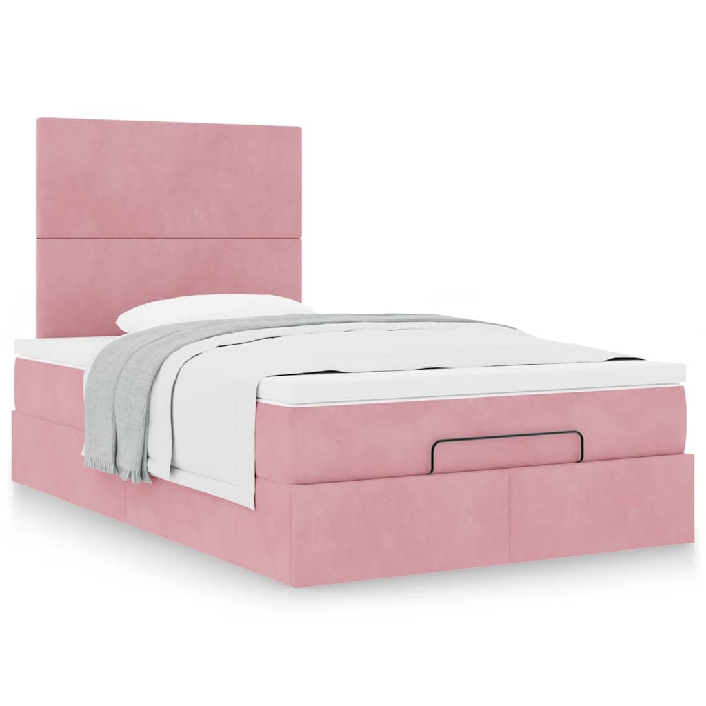Ottoman-Bett mit Matratzen Rosa 120x200 cm Samt