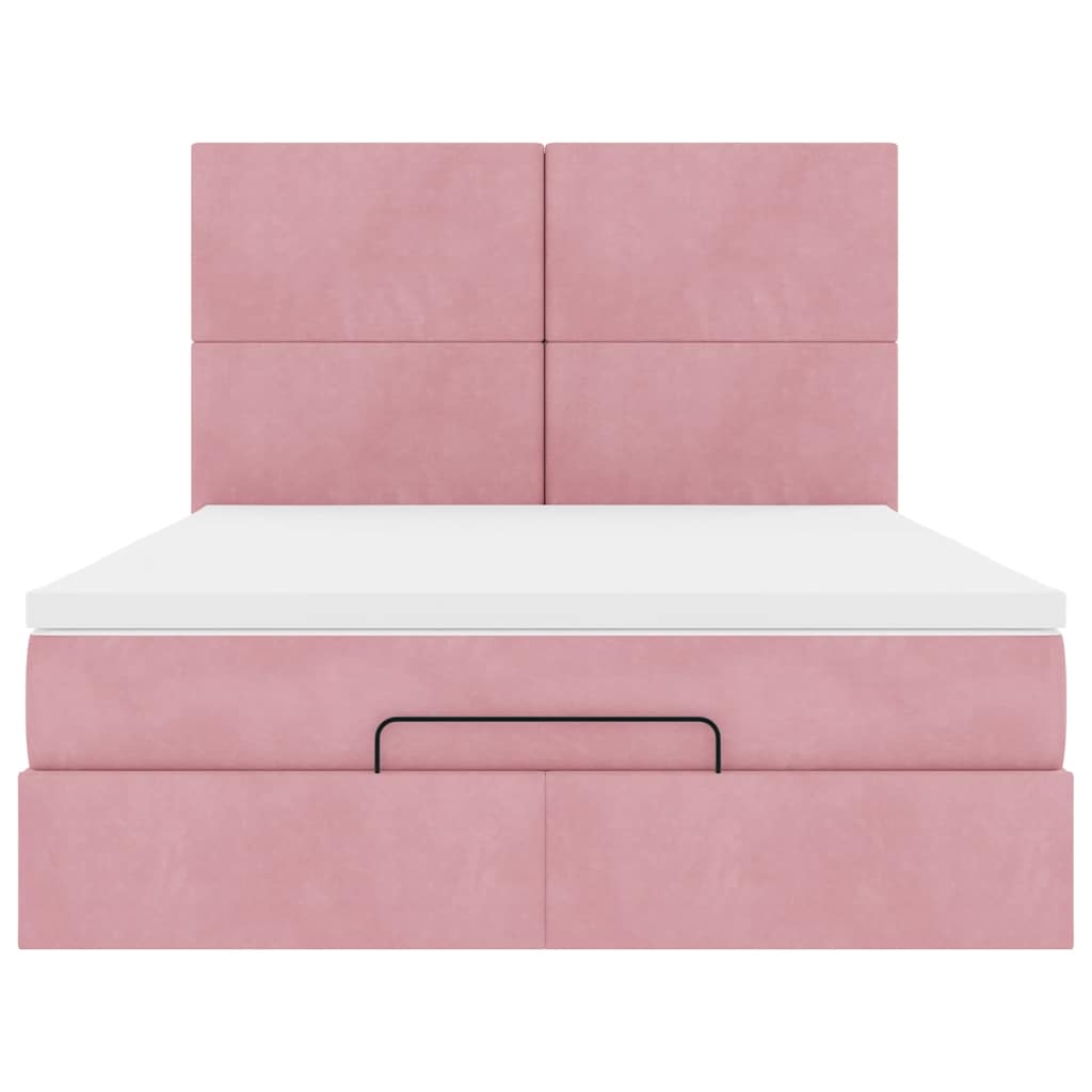 Ottoman-Bett mit Matratzen Rosa 140x190 cm Samt