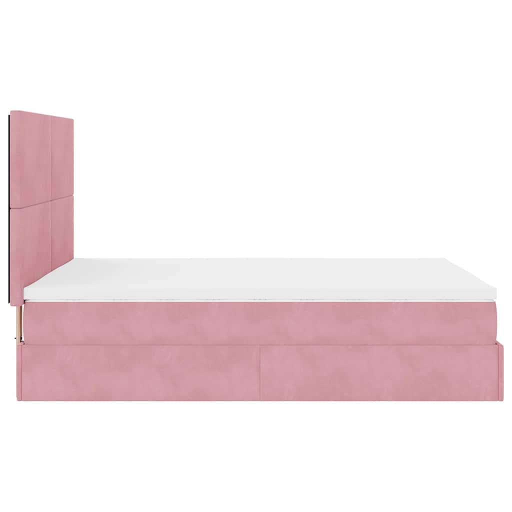 Ottoman-Bett mit Matratzen Rosa 140x190 cm Samt