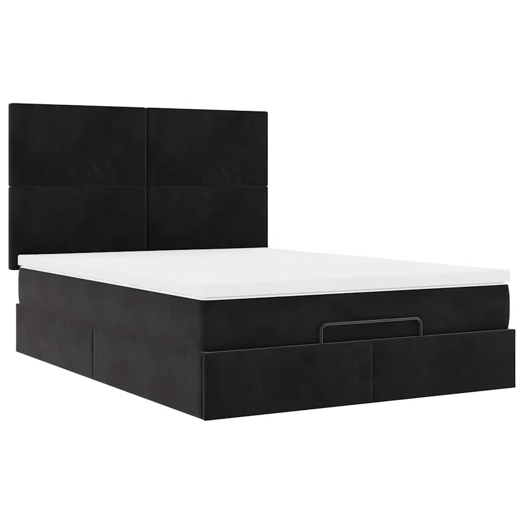 Ottoman bed with mattresses black 140x200 cm velvet