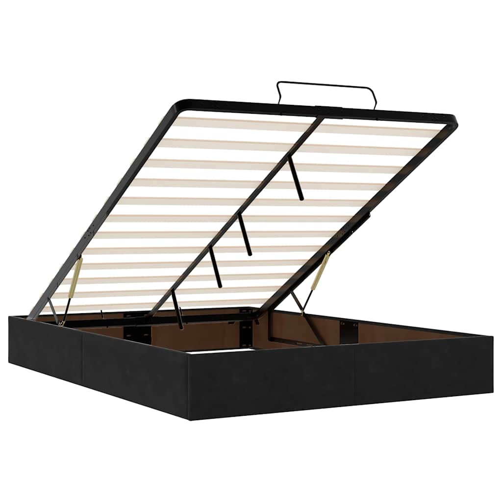 Ottoman bed with mattresses black 140x200 cm velvet