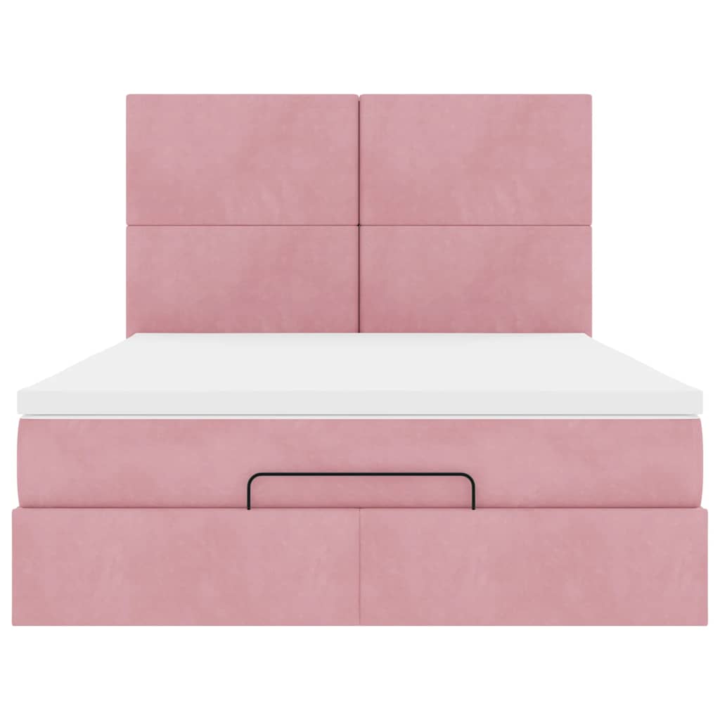 Ottoman-Bett mit Matratzen Rosa 140x200 cm Samt