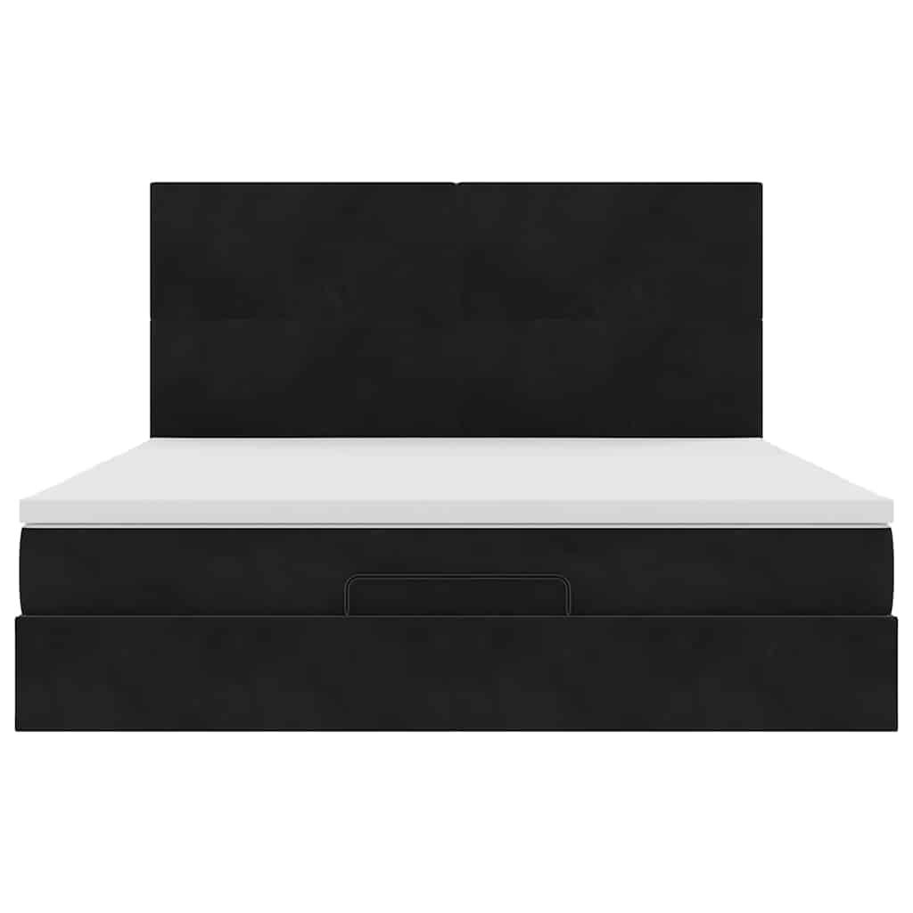 Ottoman-Bett mit Matratzen Schwarz 160x200 cm Samt