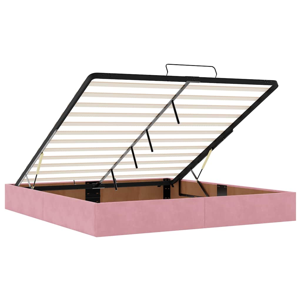 Ottoman-Bett mit Matratzen Rosa 160x200 cm Samt